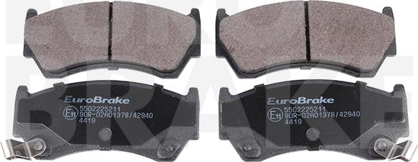 Eurobrake 5502225211 - Тормозные колодки, дисковые, комплект www.autospares.lv