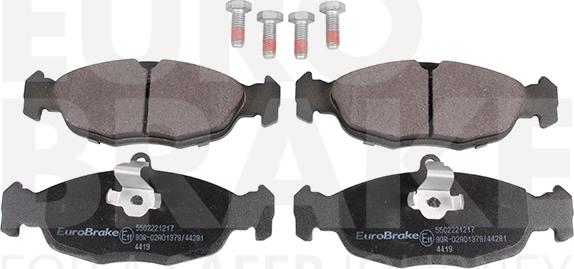 Eurobrake 5502221217 - Тормозные колодки, дисковые, комплект www.autospares.lv