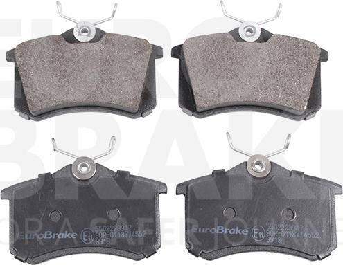 Eurobrake 5502223947 - Тормозные колодки, дисковые, комплект www.autospares.lv