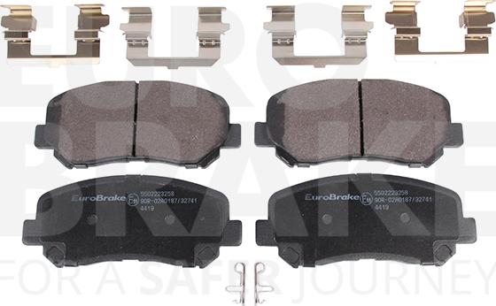 Eurobrake 5502223258 - Тормозные колодки, дисковые, комплект www.autospares.lv