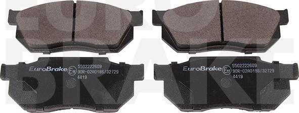 Eurobrake 5502222609 - Тормозные колодки, дисковые, комплект www.autospares.lv