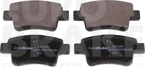 Eurobrake 5502222381 - Тормозные колодки, дисковые, комплект www.autospares.lv