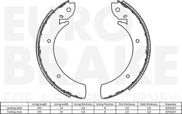 Eurobrake 58492799272 - Bremžu loku komplekts www.autospares.lv