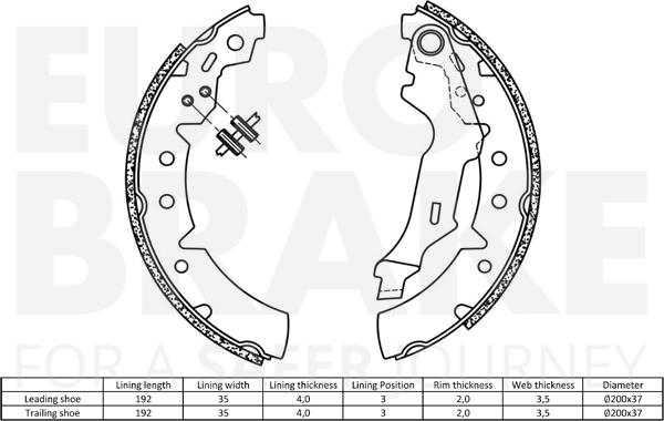 Eurobrake 58492745660 - Brake Shoe Set www.autospares.lv