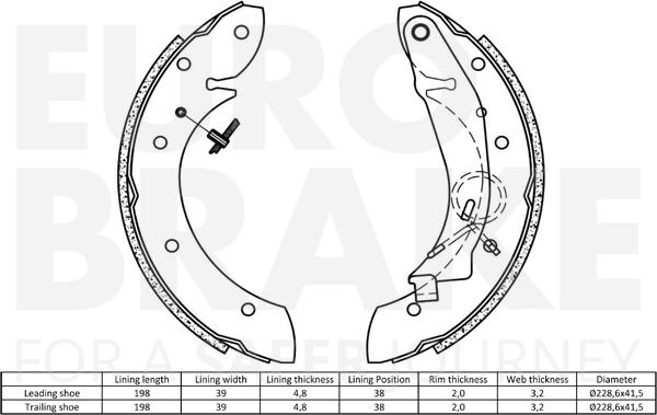 Eurobrake 58492719598 - Bremžu loku komplekts autospares.lv