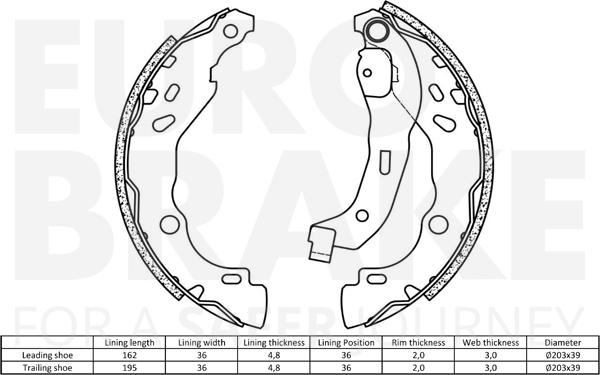 Eurobrake 58492739690 - Brake Shoe Set www.autospares.lv