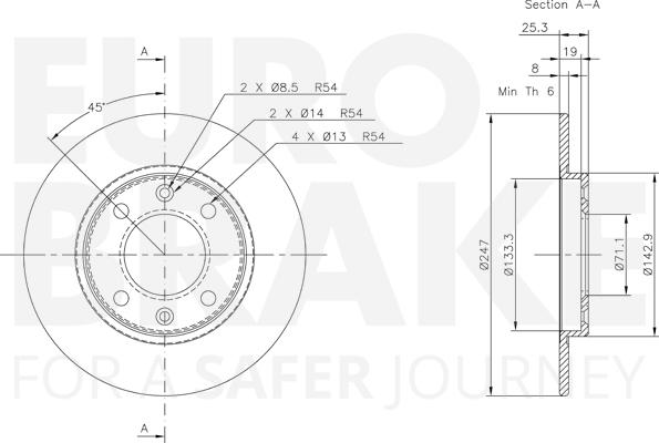 Eurobrake 5815319947 - Тормозной диск www.autospares.lv