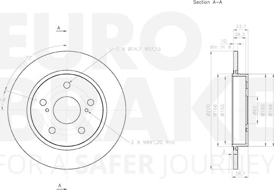 Eurobrake 58153145123 - Bremžu diski www.autospares.lv