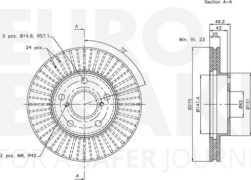 Eurobrake 5815314578 - Bremžu diski autospares.lv