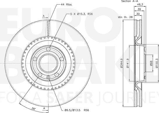 Eurobrake 58153147112 - Bremžu diski www.autospares.lv