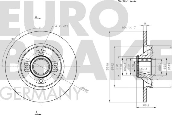 Eurobrake 5815311952 - Bremžu diski autospares.lv