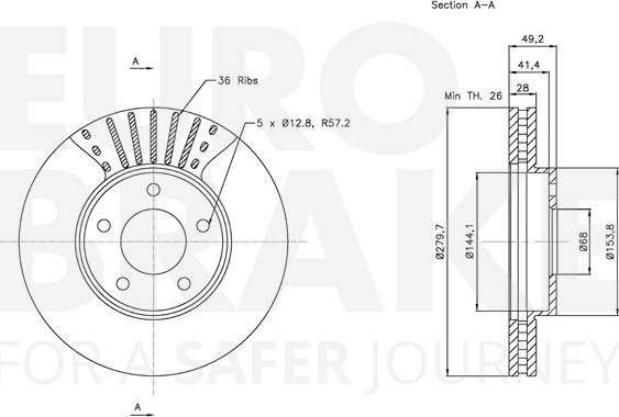 Eurobrake 5815312256 - Bremžu diski autospares.lv