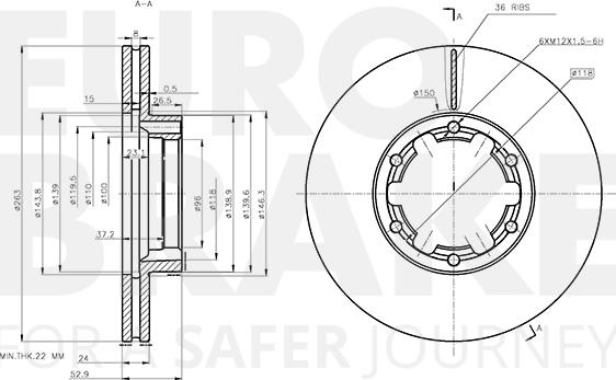 Eurobrake 58153122100 - Bremžu diski autospares.lv