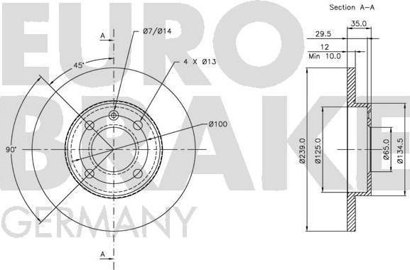 Eurobrake 5815209933 - Тормозной диск www.autospares.lv