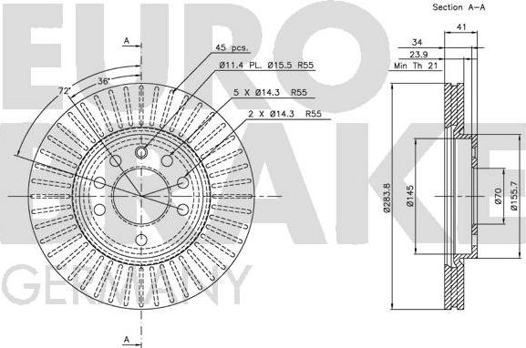 Eurobrake 5815209937 - Bremžu diski autospares.lv