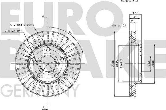 Eurobrake 5815204555 - Bremžu diski autospares.lv