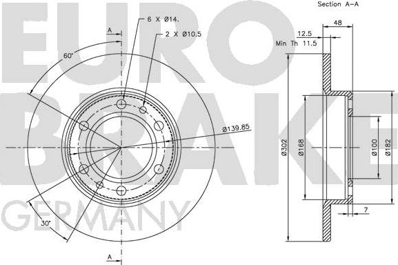 Eurobrake 5815204524 - Bremžu diski www.autospares.lv