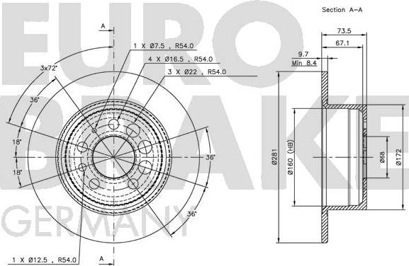 Eurobrake 5815204807 - Brake Disc www.autospares.lv