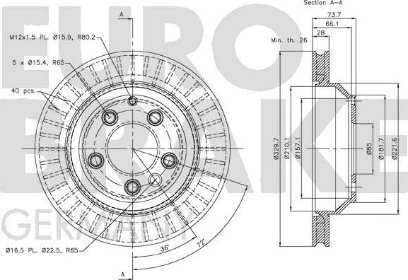 Eurobrake 58152047106 - Bremžu diski autospares.lv