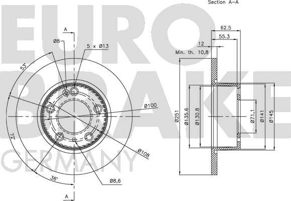 Eurobrake 5815201922 - Bremžu diski www.autospares.lv