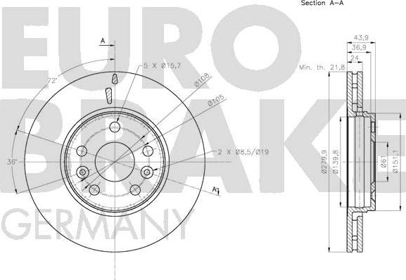 Eurobrake 5815203974 - Bremžu diski www.autospares.lv