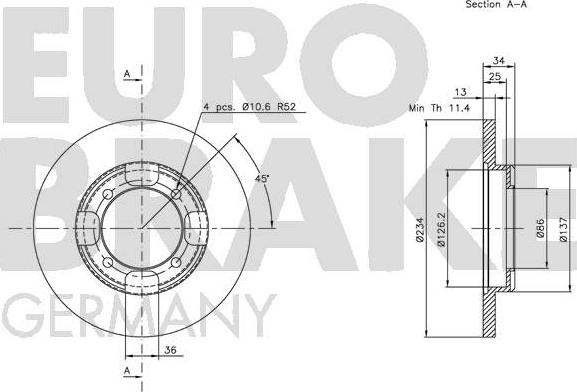 Eurobrake 5815203020 - Bremžu diski www.autospares.lv