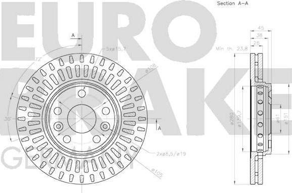 Eurobrake 58152033122 - Bremžu diski www.autospares.lv