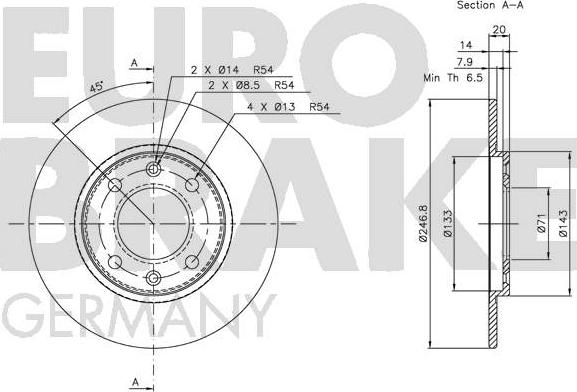 Eurobrake 5815203718 - Тормозной диск www.autospares.lv