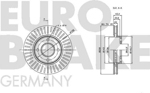 Eurobrake 5815202549 - Bremžu diski www.autospares.lv