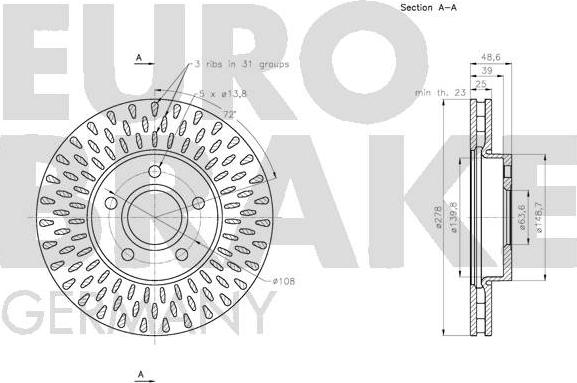 Eurobrake 5815202582 - Brake Disc www.autospares.lv