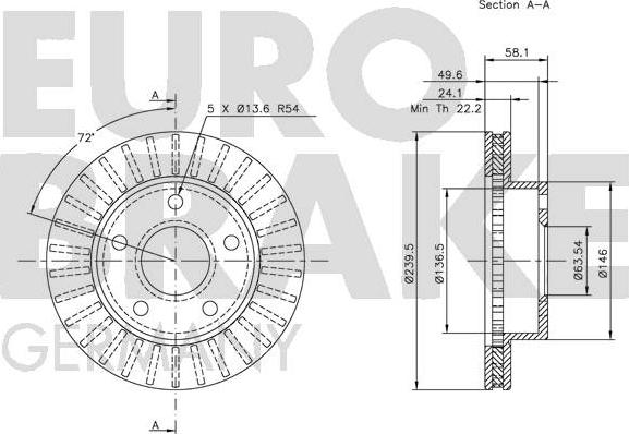 Eurobrake 5815202530 - Bremžu diski autospares.lv