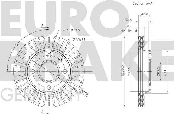 Eurobrake 5815202528 - Bremžu diski www.autospares.lv