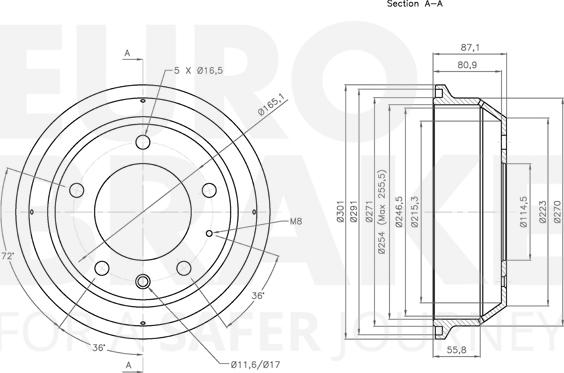 Eurobrake 5825251212 - Bremžu trumulis autospares.lv