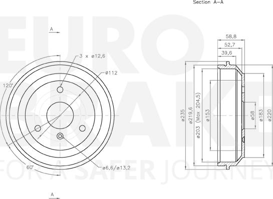 Eurobrake 5825253303 - Bremžu trumulis www.autospares.lv