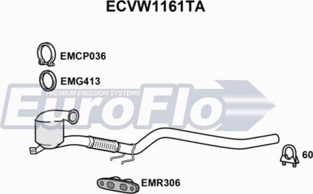 EuroFlo ECVW1161TA - Katalizators www.autospares.lv