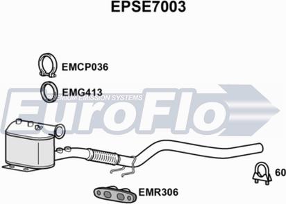 EuroFlo EPSE7003 - Nosēdumu / Daļiņu filtrs, Izplūdes gāzu sistēma autospares.lv