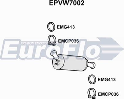 EuroFlo EPVW7002 - Nosēdumu / Daļiņu filtrs, Izplūdes gāzu sistēma autospares.lv