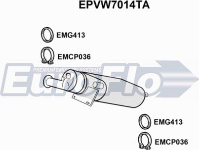 EuroFlo EPVW7014TA - Сажевый / частичный фильтр, система выхлопа ОГ www.autospares.lv