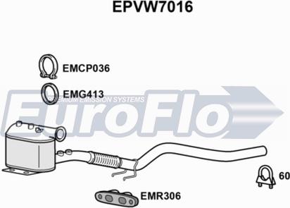 EuroFlo EPVW7016 - Сажевый / частичный фильтр, система выхлопа ОГ www.autospares.lv