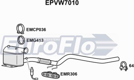 EuroFlo EPVW7010 - Сажевый / частичный фильтр, система выхлопа ОГ www.autospares.lv