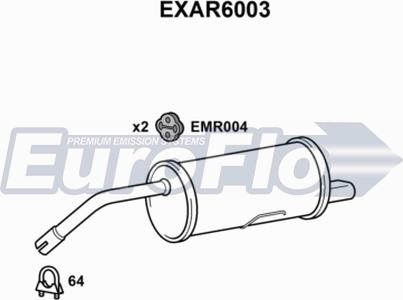 EuroFlo EXAR6003 - Izplūdes gāzu trokšņa slāpētājs (pēdējais) www.autospares.lv