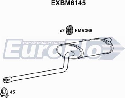 EuroFlo EXBM6145 - Izplūdes gāzu trokšņa slāpētājs (pēdējais) www.autospares.lv