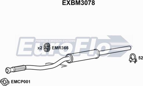 EuroFlo EXBM3078 - Vidējais izpl. gāzu trokšņa slāpētājs www.autospares.lv