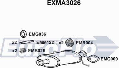 EuroFlo EXMA3026 - Vidējais izpl. gāzu trokšņa slāpētājs www.autospares.lv