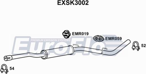 EuroFlo EXSK3002 - Vidējais izpl. gāzu trokšņa slāpētājs www.autospares.lv