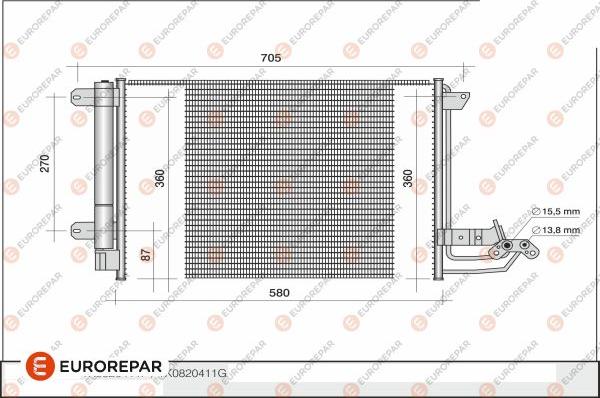 EUROREPAR 1609634880 - Kondensators, Gaisa kond. sistēma autospares.lv