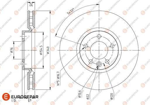 EUROREPAR 1618886680 - Bremžu diski www.autospares.lv