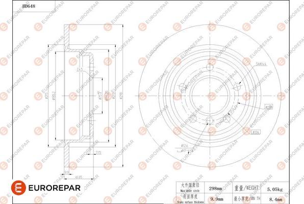 EUROREPAR 1684309080 - Bremžu diski www.autospares.lv