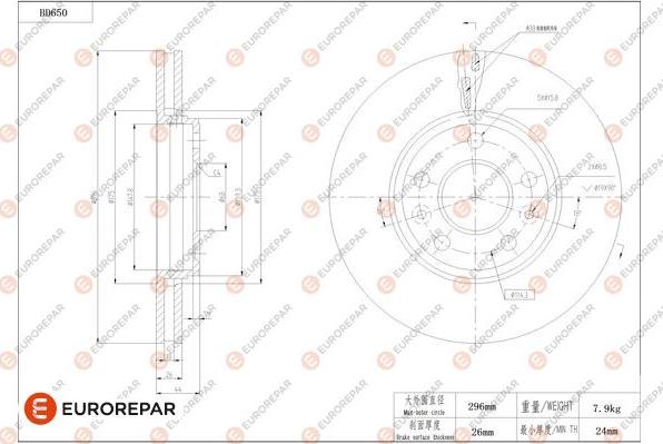 EUROREPAR 1684309280 - Bremžu diski www.autospares.lv