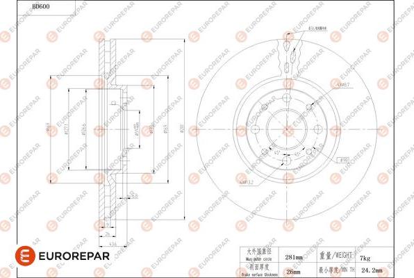 EUROREPAR 1684304280 - Bremžu diski www.autospares.lv